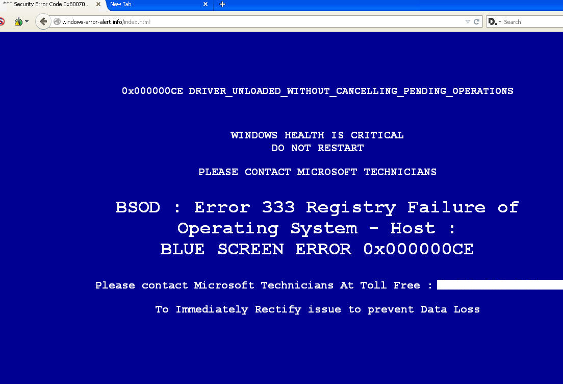 Browser based fake BSOD